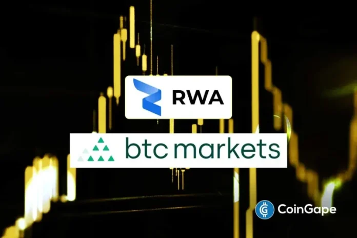 The crypto exchange BTC Markets intends to acquire its market license to trade regulated tokenized real-world assets. This news comes at a time when the RWA market has recorded a new peak of $26 billion in value. BTC Markets Seeks License to Launch Regulated Tokenized Products The crypto exchange based in Australia has informed the
The post <a href="https://coingape.com/btc-markets-moves-to-offer-tokenized-assets-as-rwa-market-hits-26-5b-peak/">BTC Markets Moves to Offer Tokenized Assets as RWA Market Hits $26.5B Peak</a> appeared first on <a href="https://coingape.com/">CoinGape</a>.