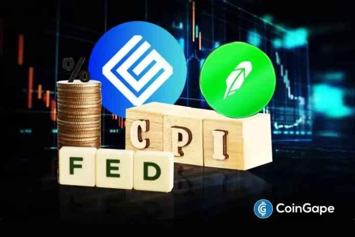 Major crypto stocks, COIN, HOOD, and GLXY, have recorded losses in value at the close of trading for the week. This was mostly attributed to the release of the new CPI data, which has reduced the chances of the Fed making another rate cut. COIN, HOOD, GLXY Stock Tumble Amid Hawkish Fed Signals Major crypto
The post <a href="https://coingape.com/news/stocks/coin-hood-glxy-stock-slides-as-high-cpi-data-dampens-fed-rate-cut-hopes/">COIN, HOOD, GLXY Stock Slides as High CPI Data Dampens Fed Rate Cut Hopes</a> appeared first on <a href="https://coingape.com/">CoinGape</a>.