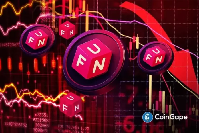 FUNToken (FUN) has been hit hard this week, dropping over 12% over the past 24 hours and 75% in the last month. Although its recent $5 million staking giveaway sparked excitement in the market, it quickly turned into a heavy profit-taking endeavor, pulling down the FUN price. Now trading at $0.002181, the token is struggling
The post <a href="https://coingape.com/markets/funtoken-price-crashes-12-amid-market-fear-oversold-rsi-signals-potential-rebound/">FUNToken Price Crashes 12% Amid Market Fear; Oversold RSI Signals Potential Rebound</a> appeared first on <a href="https://coingape.com/">CoinGape</a>.