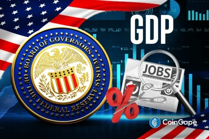 Crypto traders have further reduced their expectations for Fed rate cuts this year following the release of the U.S. Q3 GDP and initial jobless claims data. Bitcoin also dropped following the release of this data, signaling that the U.S. economy is strong and strengthening the case for holding interest rates steady for now. Fed Rate
The post <a href="https://coingape.com/fed-rate-cut-odds-fall-following-strong-u-s-gdp-and-jobless-claims-data/">Fed Rate Cut Odds Fall Following Strong U.S. GDP and Jobless Claims Data</a> appeared first on <a href="https://coingape.com/">CoinGape</a>.